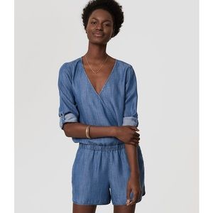 Loft Chambray Wrap-front Romper